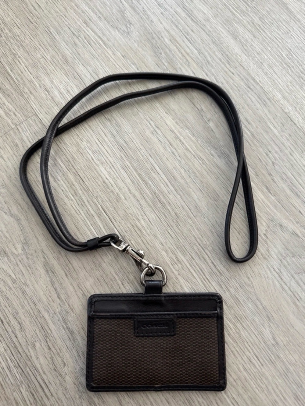 Coach Brown and Black Card Holder Lanyard